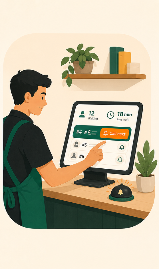 Staff member moving the SpotWait line from a shared dashboard